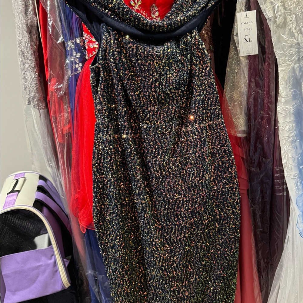 SHEIN Navy Multicolor Sequin Dress